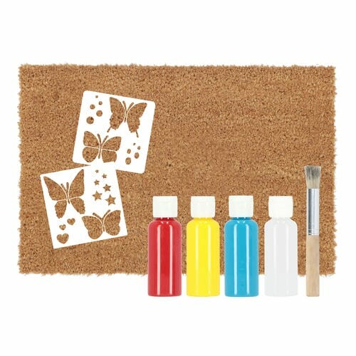 Doormat PIY Butterfly, 60x40cm, natural, set|Esschert Design