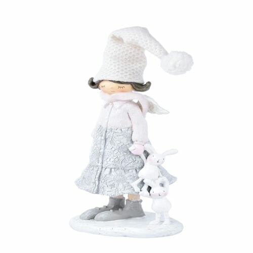 Ozdoba aniołki w czapeczkach z królikami, 11x39x10cm, szt|Ego Dekor