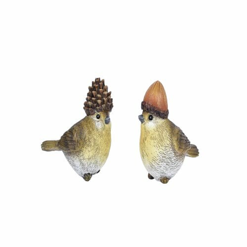 Dekorácia vtáčik v čiapočke CONE, hnedá/oranžová, 9x8x6cm, balenie obsahuje 2 kusy!|Ego Dekor