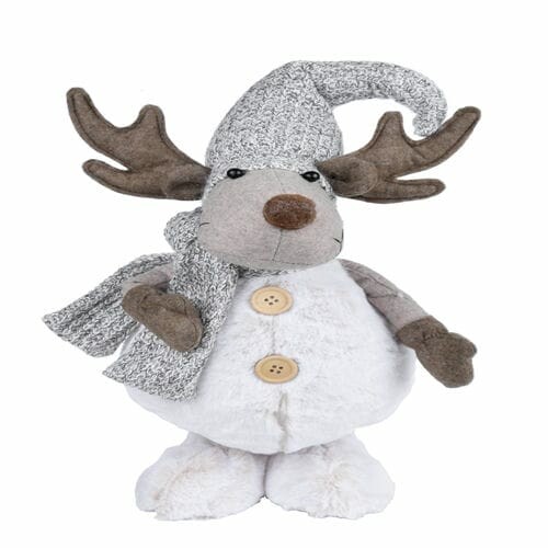 Reindeer decoration in a scarf and hat, grey/brown/white, 27x52x19cm, pc|Ego Dekor