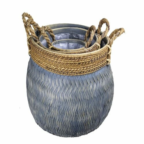 Basket BAMBOO, grey, 58x40cm, S3|Van Der Leeden 1915