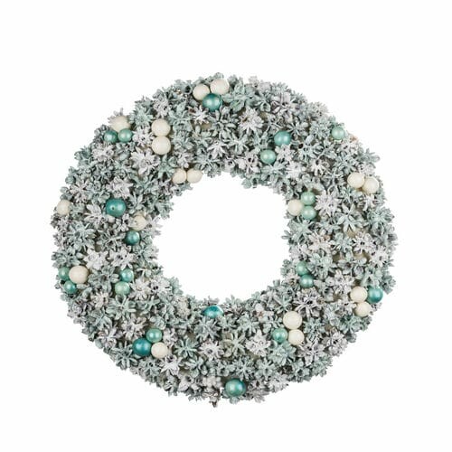 Wreath natural with pearls, green|mint, dia. 16x4cm (SALE)|Ego Decor