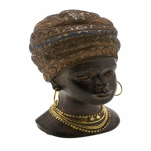 Decoration African woman, brown and gold, 8.5x10x17.5cm (SALE)|Ego Dekor