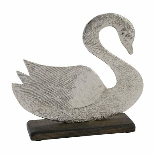 Decoration on the pedestal Swan, silver, 20.4x5x21.8cm (SALE)|Ego Dekor