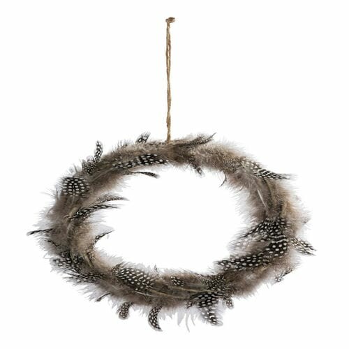 Wreath with feathers, natural, dia. 19x2cm (SALE)|Ego Decor