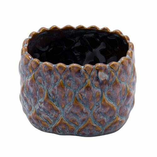 No Limit flower pot cover, oval, ceramic, blue/brown, 17x10x9.5cm (SALE)|Ego Dekor