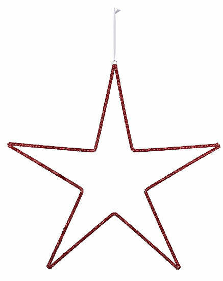 Zasłona gwiazda z koralikami, czerwona, 80x80x1cm (WYPRZEDAŻ)|Ego Dekor