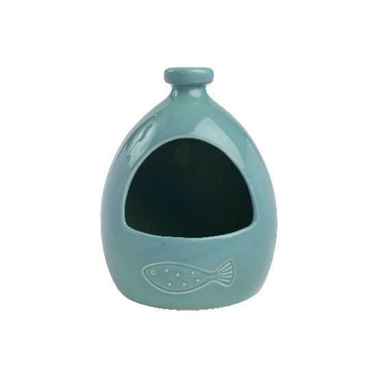 Pojemnik na sól Ryba OCEAN, średnica 14x18cm, ceramiczny, zielono-niebieski|TaG WoodWare