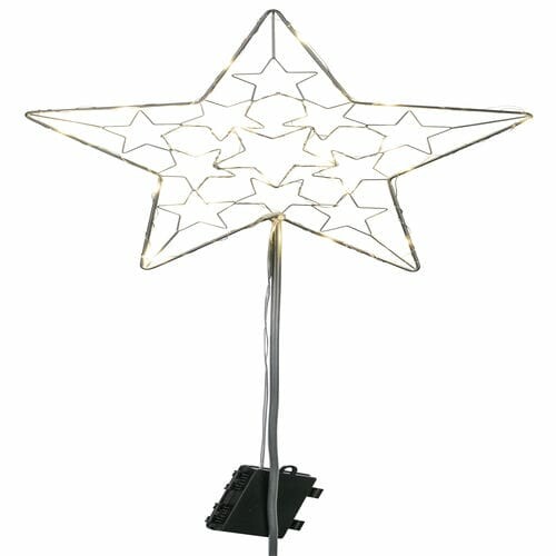 Zápich hvězda, LED OUTDOOR, 30LED, stříbrná, baterie 3xAA, 70x70cm|Ego Dekor