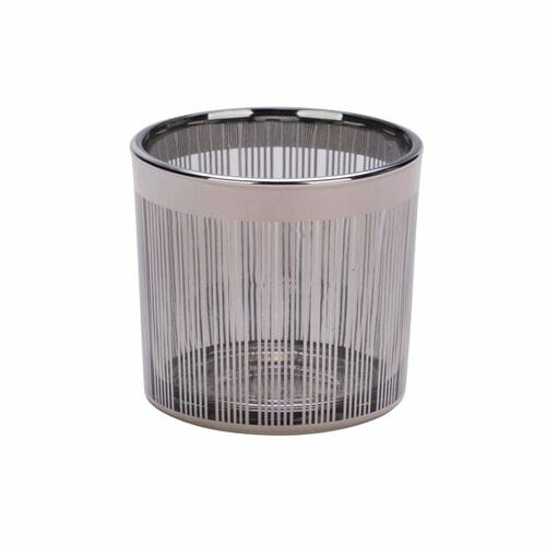Bamboo teapot candlestick, glass, silver, diameter 7x8cm (SALE)|Ego Dekor