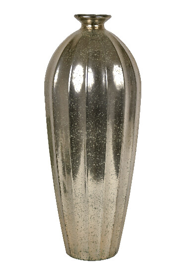 VIDRIOS SAN MIGUEL !RECYCLED GLASS! Váza z recyklovaného skla "ETNICO" strieborná, v. 56 cm (balenie obsahuje 1ks)