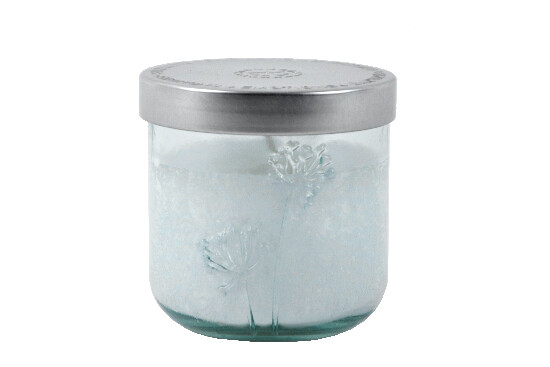 Scented candle in a recycled glass jar with a dandelion Clean linen 9 x 9 cm (package includes 1 piece)|Vidrios San Miguel|Recycled Glass