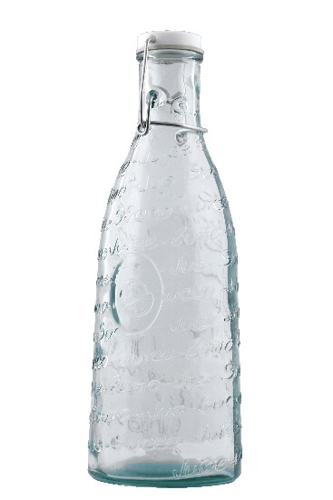 Recycled glass bottle with cap "MEDITERRANEO", 1 L (pack contains 6 pcs)|Vidrios San Miguel|Recycled Glass