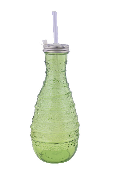 Butelka szklana do picia z recyklingu, „ORGANIC”, 0,6 L zielona (opakowanie zawiera 1 szt.) (WYPRZEDAŻ)|Vidrios San Miguel|Szkło z recyklingu