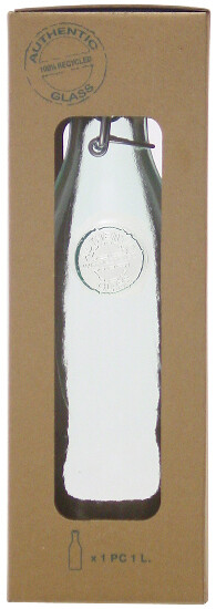 Recycled glass bottle with cap 