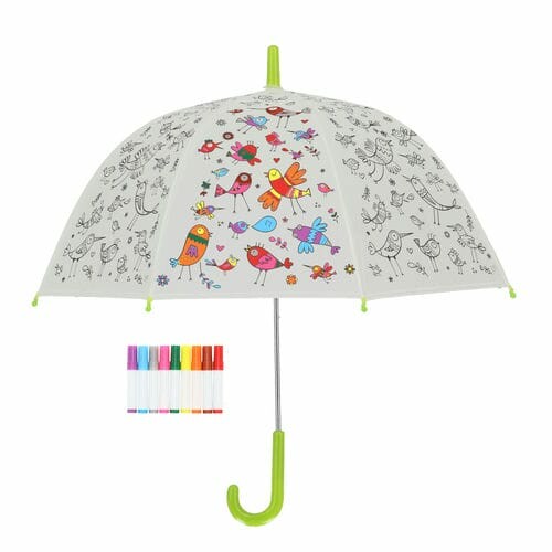 ESSCHERT DESIGN Deštník dětský BIRDS + fixy, PIY - k vybarvení, pr.70x69cm