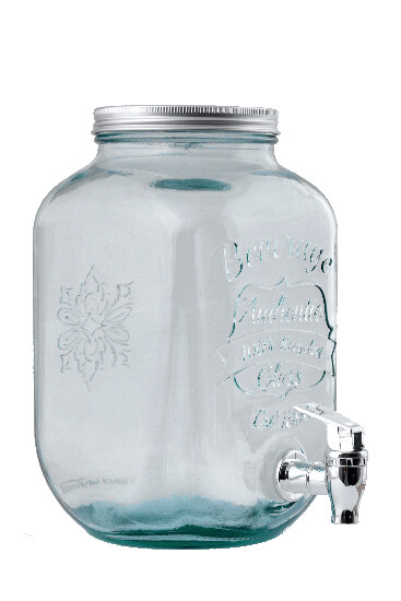 Water container with tap "EST 1896" 4L, clear (package includes 1 pc)|Vidrios San Miguel|Recycled Glass