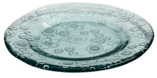 ED VIDRIOS SAN MIGUEL !RECYCLED GLASS! Talíř z recyklovaného skla 19,5 x 19,5 x 1,6 cm "FLORA" (DOPRODEJ POSLEDNÍCH KOUSKŮ)