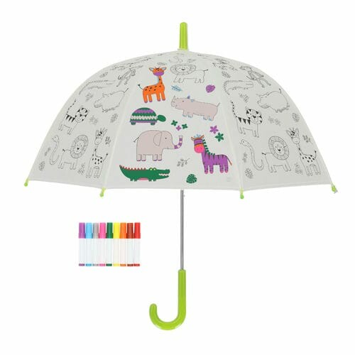 Deštník dětský JUNGLE + fixy, PIY - k vybarvení, pr.70x69cm|Esschert Design