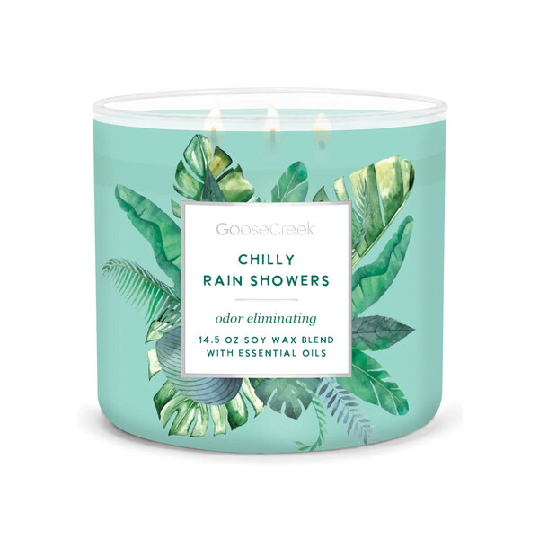 Candle 0.41 KG CHILLY RAIN SHOWERS, ANTIODOR, aromatic in a jar, 3 wicks|Goose Creek