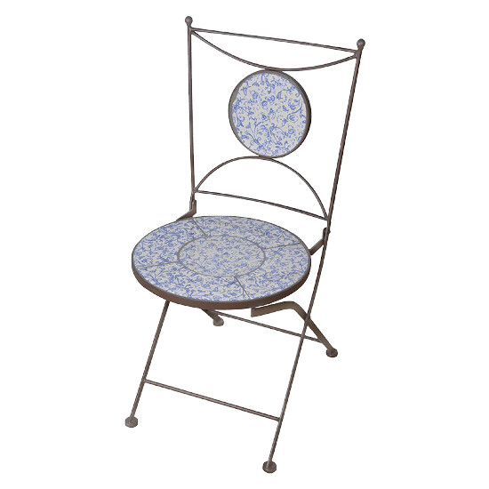 Chair, blue-white ceramic 