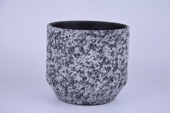 Obal na květináč keramický ALMADA, pr.18x16cm, černá|DOTTED BLACK|Ego Dekor