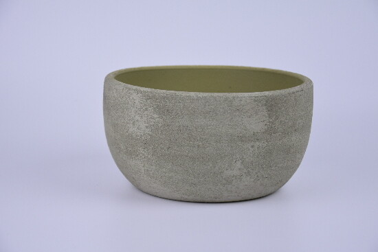 Miska/Pokrywa na doniczkę ceramiczną BRAGA, średnica 19x10cm, kolor zielony|CEMENTE GREEN|Ego Dekor