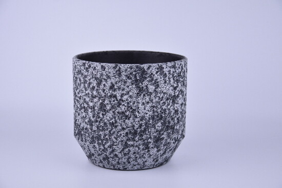 Obal na květináč keramický ALMADA, pr.16x14cm, černá|DOTTED BLACK|Ego Dekor