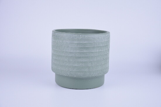 Osłonka na doniczkę ceramiczną LEIRIA o średnicy 20x18cm, zielony mat|ZIELONY MAT|Ego Dekor