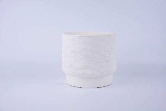 Osłonka na doniczkę ceramiczną LEIRIA średnica 20x18cm, kremowa|KREMOWA|Ego Dekor
