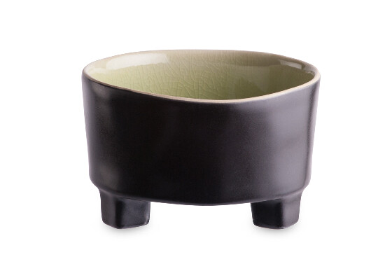 Bowl on foot 12cm|0.32L, RIVIERA, black/green|Vert frais|Costa Nova