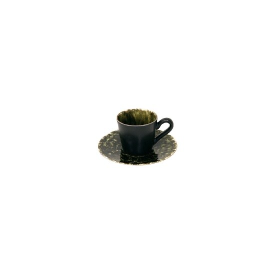 Šálek na kávu s podšálkem 0,08L, RIVIERA, černá/zelená|Forets|Costa Nova