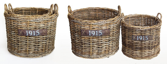 Basket on wheels, rattan, diameter 62x55/51x49cm, S2|Van Der Leeden 1915