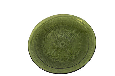 ECO Plate made of recycled glass, dia. 28 cm, olive green (pack contains 6 pcs) (SALE)|Ego Dekor