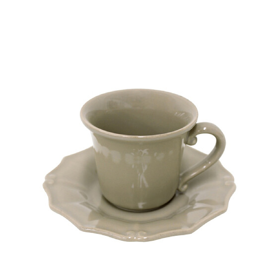 ED Coffee mug with saucer 0.12L, BARROCO, gray-brown (SALE)|Costa Nova