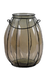 VIDRIOS SAN MIGUEL !RECYCLED GLASS! Lucerna/ECO Váza z recyklovaného skla "LAMP", 32 cm lahvově hnědá