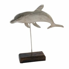 EGO DEKOR (DOPRODEJ POSLEDNÍCH KOUSKŮ!) Dekorace na podstravci Delfín, stříbrná, 26x5,4x26cm