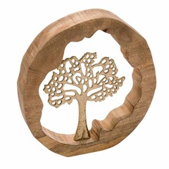 EGO DEKOR Dekorace strom v kruhovém, dřevěném podstavci, 20x3x20cm, ks