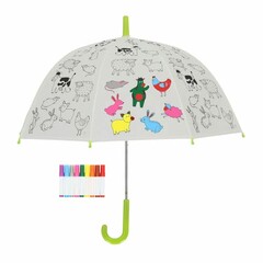 ESSCHERT DESIGN Deštník dětský FARM ANIMALS + fixy, PIY - k vybarvení, pr.70x69cm