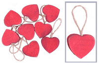 Prízdoba srdca, červená, 0,5 x 3 x 3 cm | Ego Dekor