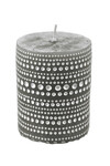 Velvet gray candle with lace pattern, 6.5 x 7.5 cm | Ego Dekor