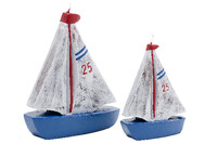 Sailboat candle, blue-white-red, 10 x 13 x 3 cm | Ego Dekor