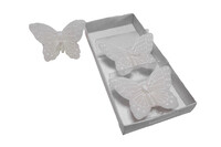 White butterfly candle, 16.5 cm, box set 3 pcs | Ego Dekor