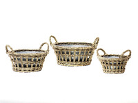 Wicker and aluminum basket, set of 3 | Ego Dekor
