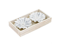 DAISY candle, white with patina, set of 2, 16 x 4 x 8 cm, in a WOODEN gift box!|Ego Dekor