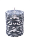 Dark gray candle with a lace pattern, 6.5 x 7.5 cm | Ego Dekor