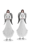 Metalowy aniołek z harfą i dzwonkiem, opakowanie zawiera 2 sztuki! 13 x 35 x 6 cm|Dekoracja Ego
