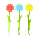 Insect swatter Flower, green with red, blue and yellow flower, 12.5 x 0.5 x 46.5 cm, pack contains 3 pieces!|Esschert Design