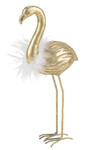 Flamingo with feathers, gold, 15 x 6 x 28 cm (SALE)|Ego Dekor