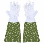 Garden gloves with extended forearm protection flower print, size M|Esschert Design